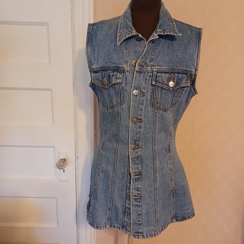 Vasco Long Denim Vest, sz L